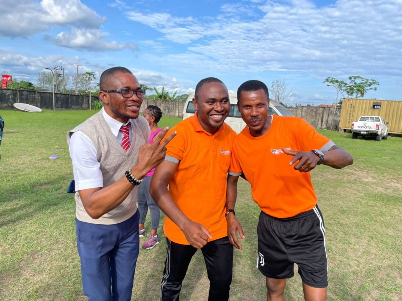 A modern office with people collaborating